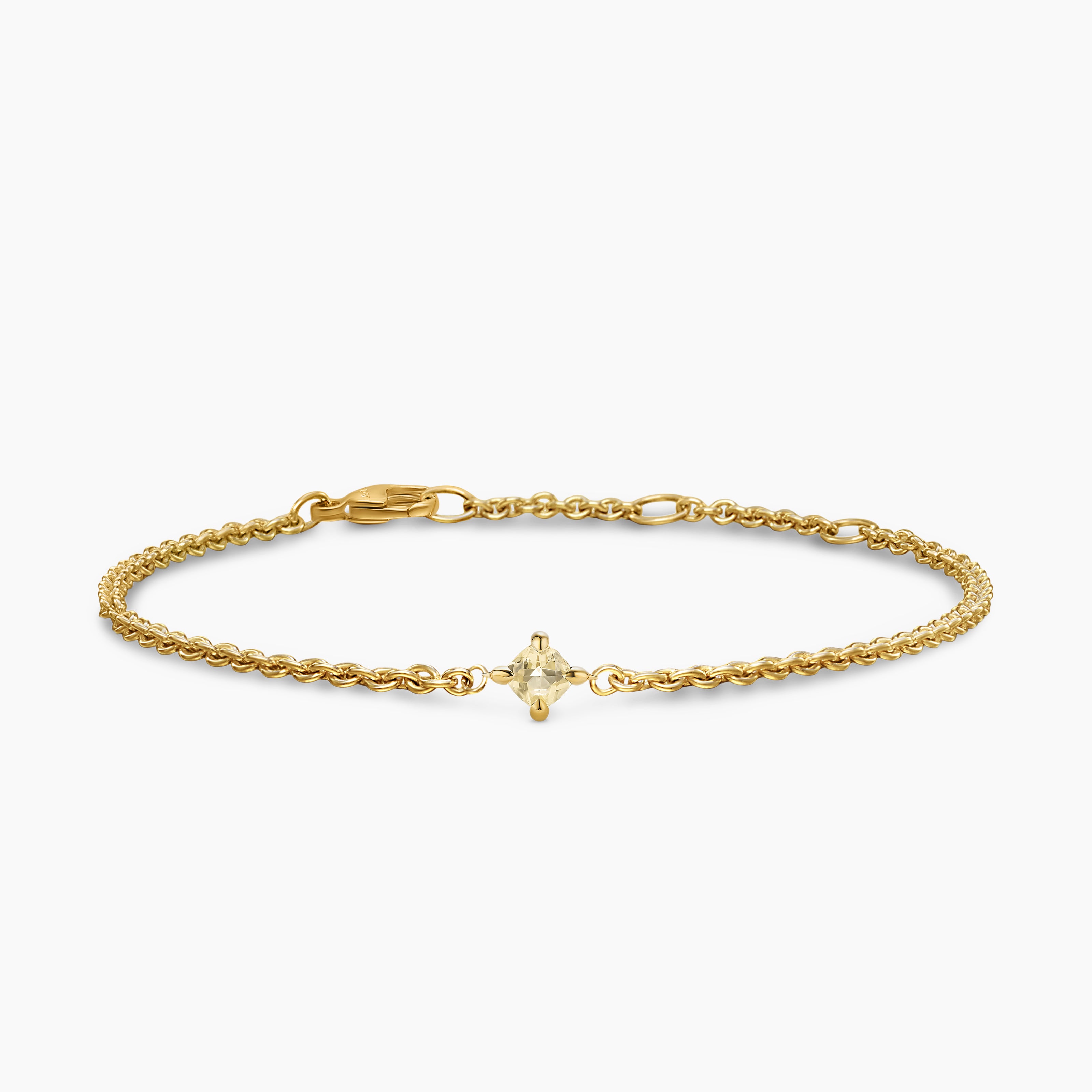 Womens Micro Chatelaine&reg; Chain Bracelet in 18K Yellow Gold with Champagne Citrine, 4mm