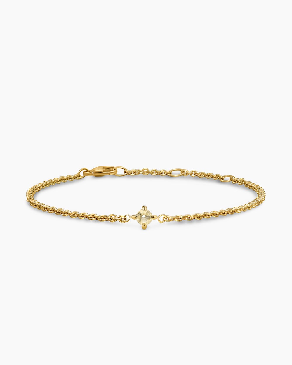 Womens Micro Chatelaine® Chain Bracelet in 18K Yellow Gold with Champagne Citrine, 4mm