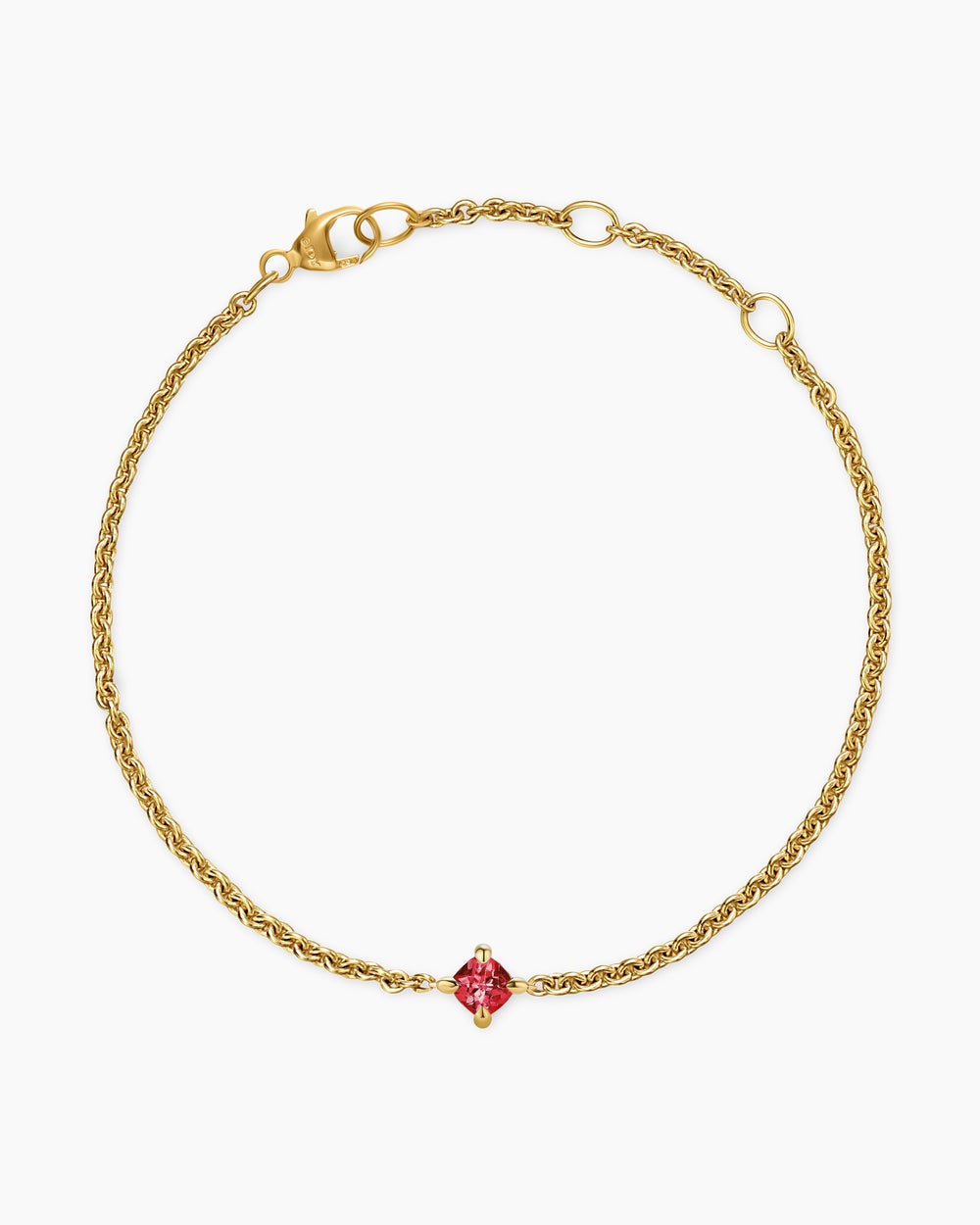 Womens Micro Chatelaine® Chain Bracelet in 18K Yellow Gold with Garnet, 4mm