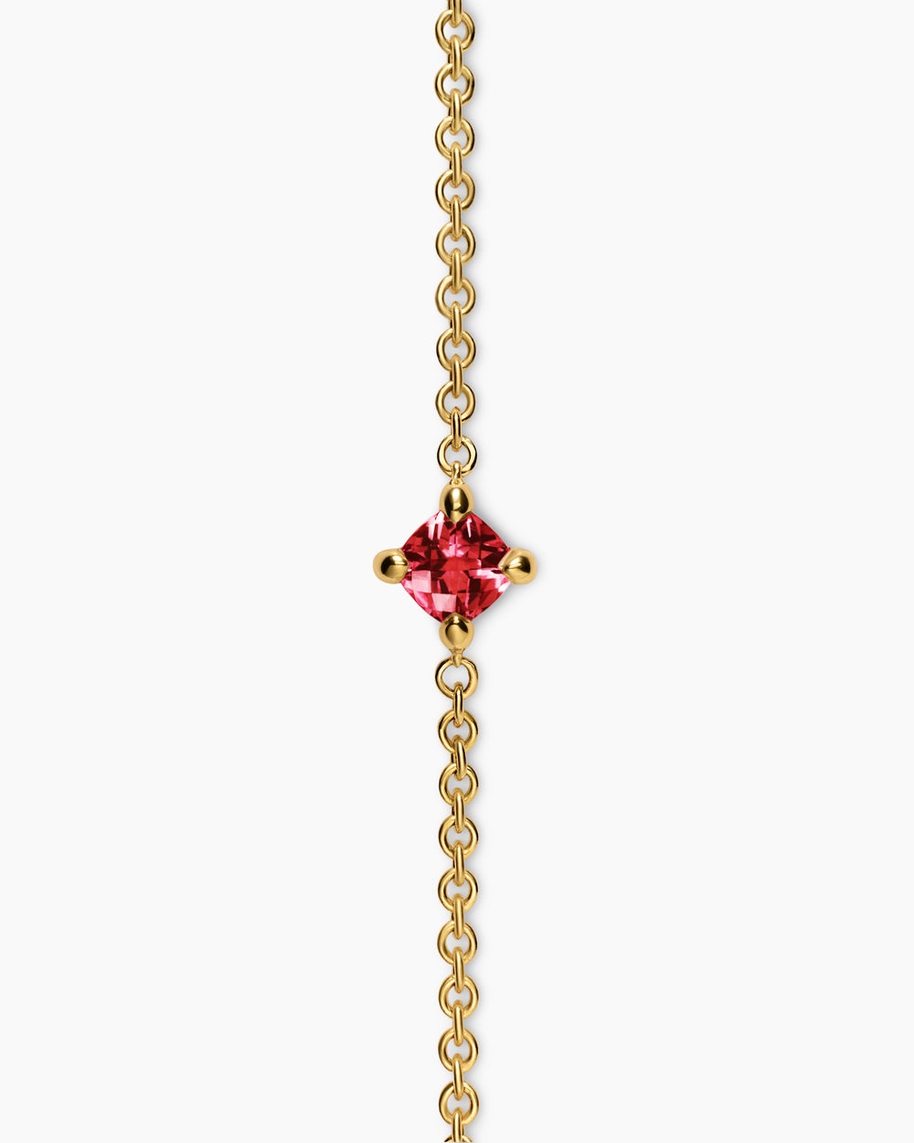 Womens Micro Chatelaine® Chain Bracelet in 18K Yellow Gold with Garnet, 4mm