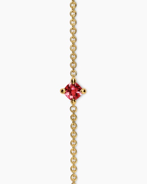 Womens Micro Chatelaine® Chain Bracelet in 18K Yellow Gold with Garnet, 4mm