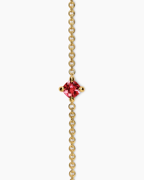 Micro Chatelaine® Chain Bracelet in 18K Yellow Gold with Garnet, 4mm