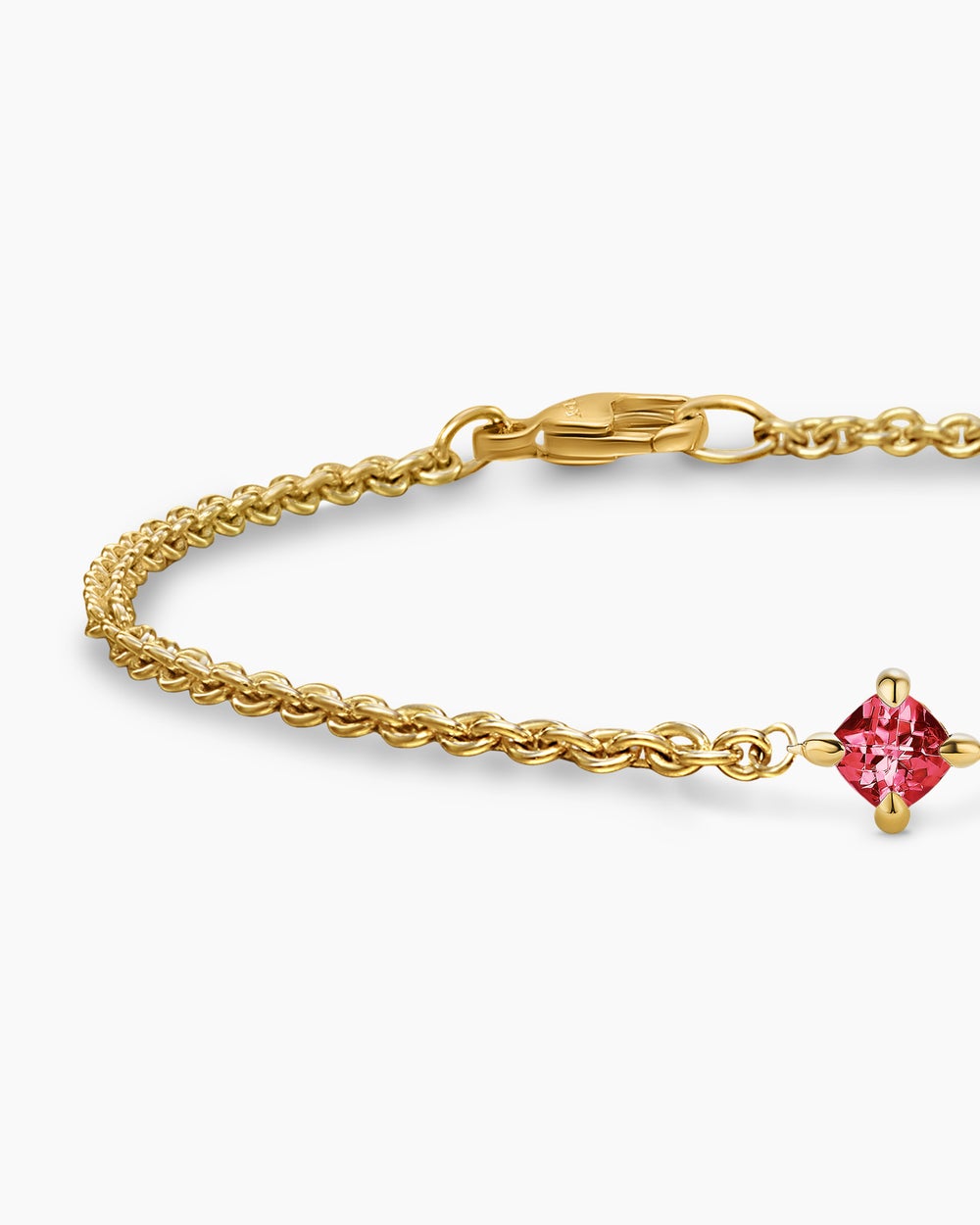 Womens Micro Chatelaine® Chain Bracelet in 18K Yellow Gold with Garnet, 4mm