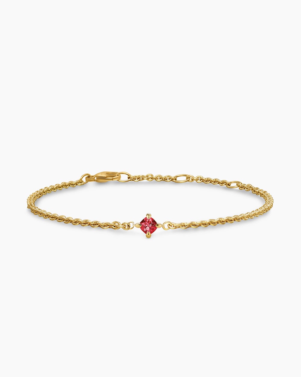 Womens Micro Chatelaine® Chain Bracelet in 18K Yellow Gold with Garnet, 4mm
