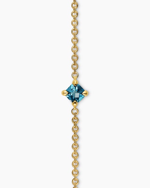 Womens Micro Chatelaine® Chain Bracelet in 18K Yellow Gold with Hampton Blue Topaz, 4mm