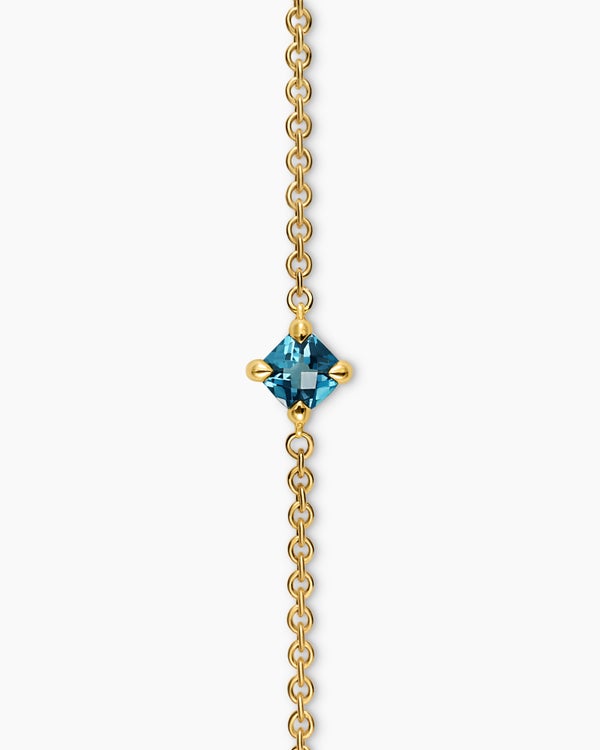 Micro Chatelaine® Chain Bracelet in 18K Yellow Gold with Hampton Blue Topaz, 4mm
