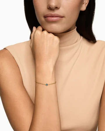 Micro Chatelaine® Chain Bracelet in 18K Yellow Gold with Hampton Blue Topaz, 4mm