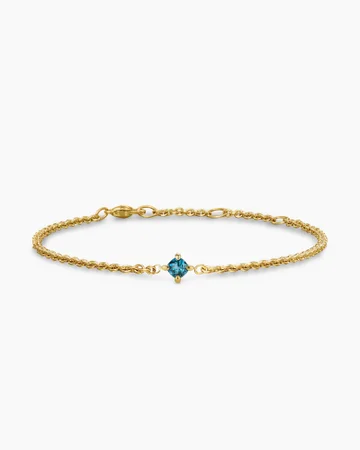 Micro Chatelaine® Chain Bracelet in 18K Yellow Gold with Hampton Blue Topaz, 4mm