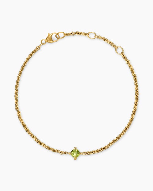 Womens Micro Chatelaine® Chain Bracelet in 18K Yellow Gold with Peridot, 4mm