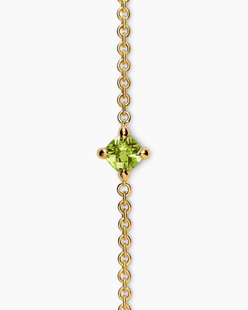 Womens Micro Chatelaine® Chain Bracelet in 18K Yellow Gold with Peridot, 4mm