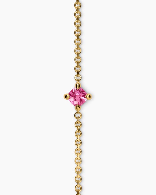 Womens Micro Chatelaine® Chain Bracelet in 18K Yellow Gold with Pink Tourmaline, 4mm