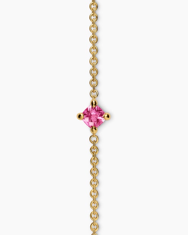 Micro Chatelaine® Chain Bracelet in 18K Yellow Gold with Pink Tourmaline, 4mm
