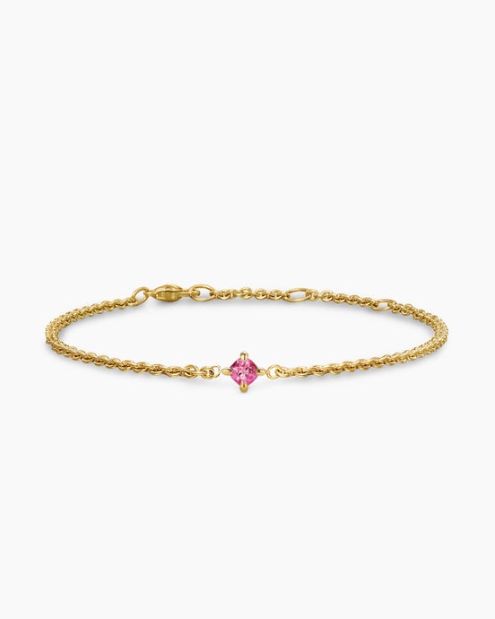 Micro Chatelaine® Chain Bracelet in 18K Yellow Gold with Pink Tourmaline, 4mm