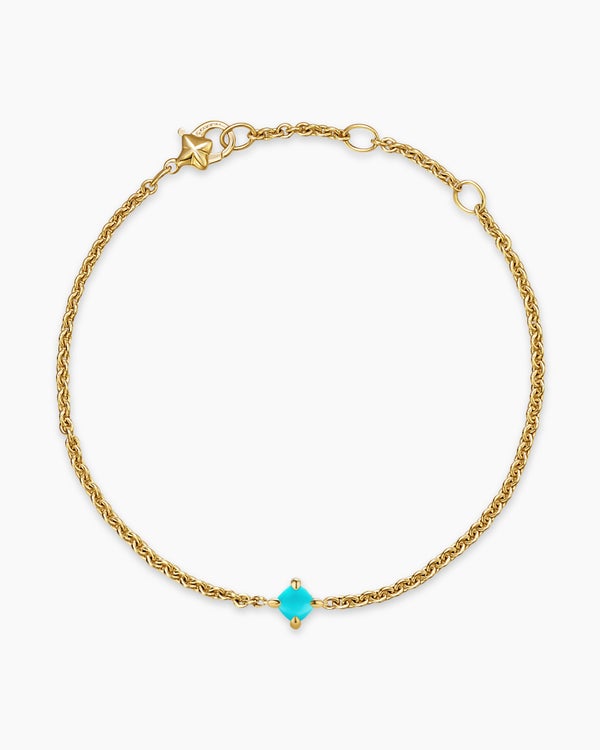 Micro Chatelaine® Chain Bracelet in 18K Yellow Gold with Turquoise, 4mm