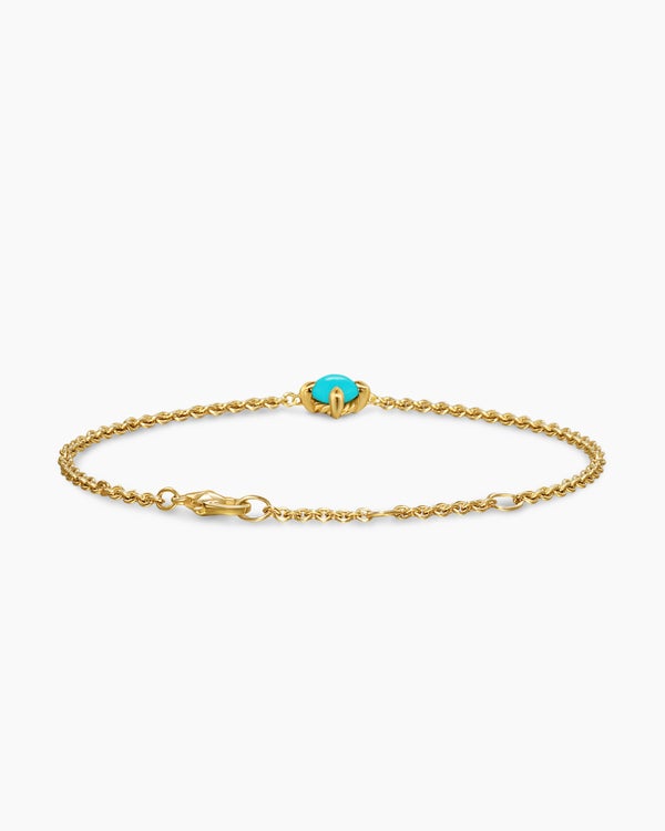 Micro Chatelaine® Chain Bracelet in 18K Yellow Gold with Turquoise, 4mm