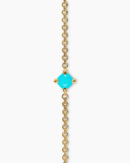 Womens Micro Chatelaine® Chain Bracelet in 18K Yellow Gold with Turquoise, 4mm
