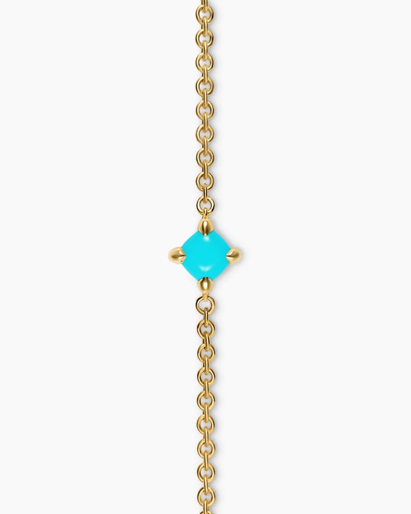 Micro Chatelaine® Chain Bracelet in 18K Yellow Gold with Turquoise, 4mm