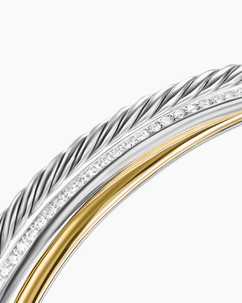 Bracelet manchette à trois rangs Crossover en argent sterling avec or jaune 18 carats, 11 mm femmes