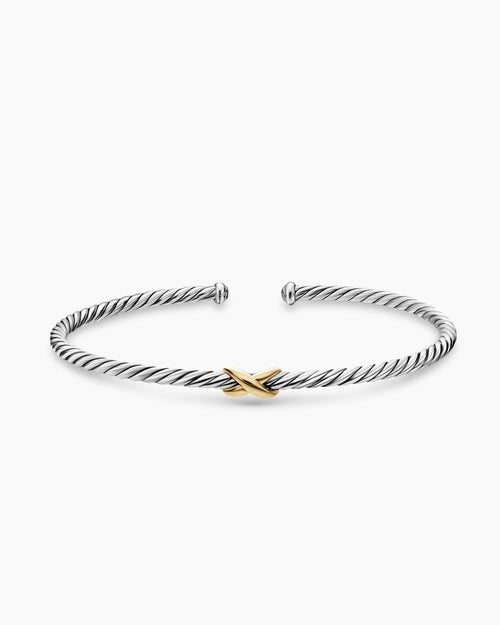 Womens Micro Cable Flex® X Bracelet in Sterling Silver with 14K Yellow Gold, 2.6mm