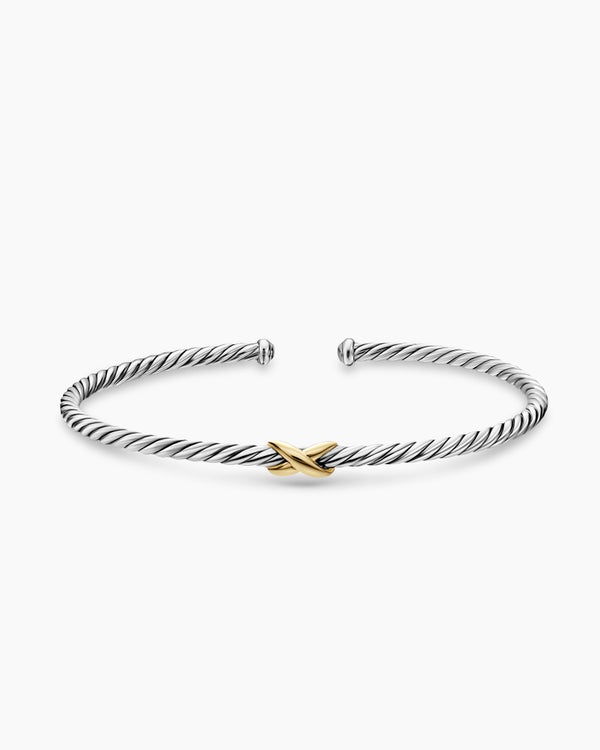 Bracelet Micro Cable Flex® X en argent massif avec or jaune 14 carats, 2,6 mm
