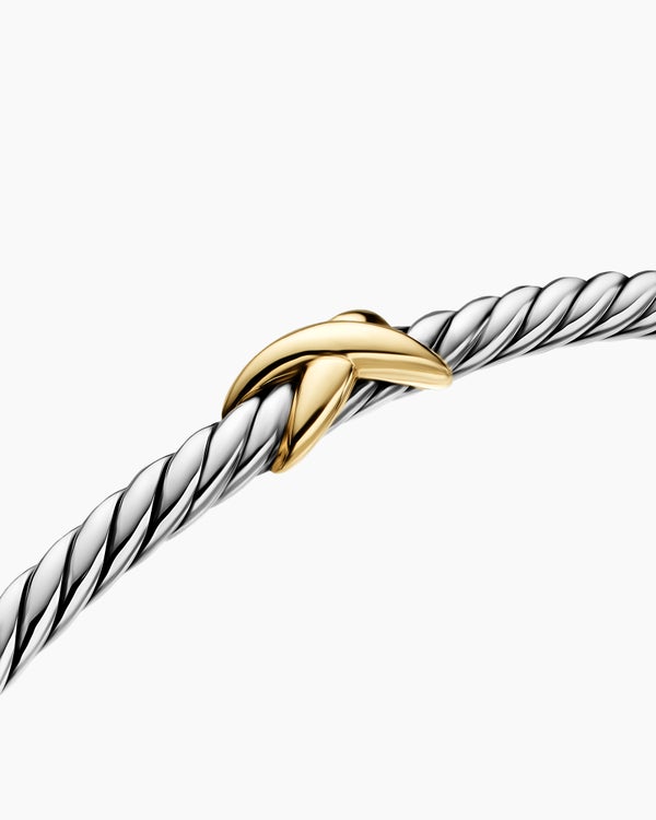 Bracelet Micro Cable Flex® X en argent massif avec or jaune 14 carats, 2,6 mm