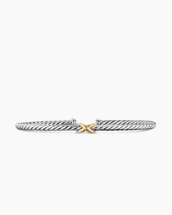 Bracelet Micro Cable Flex® X en argent massif avec or jaune 14 carats, 2,6 mm