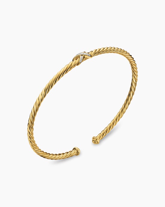 Bracelet Micro Cablespira® Flex X en or jaune 18 carats avec diamants, 2,6 mm