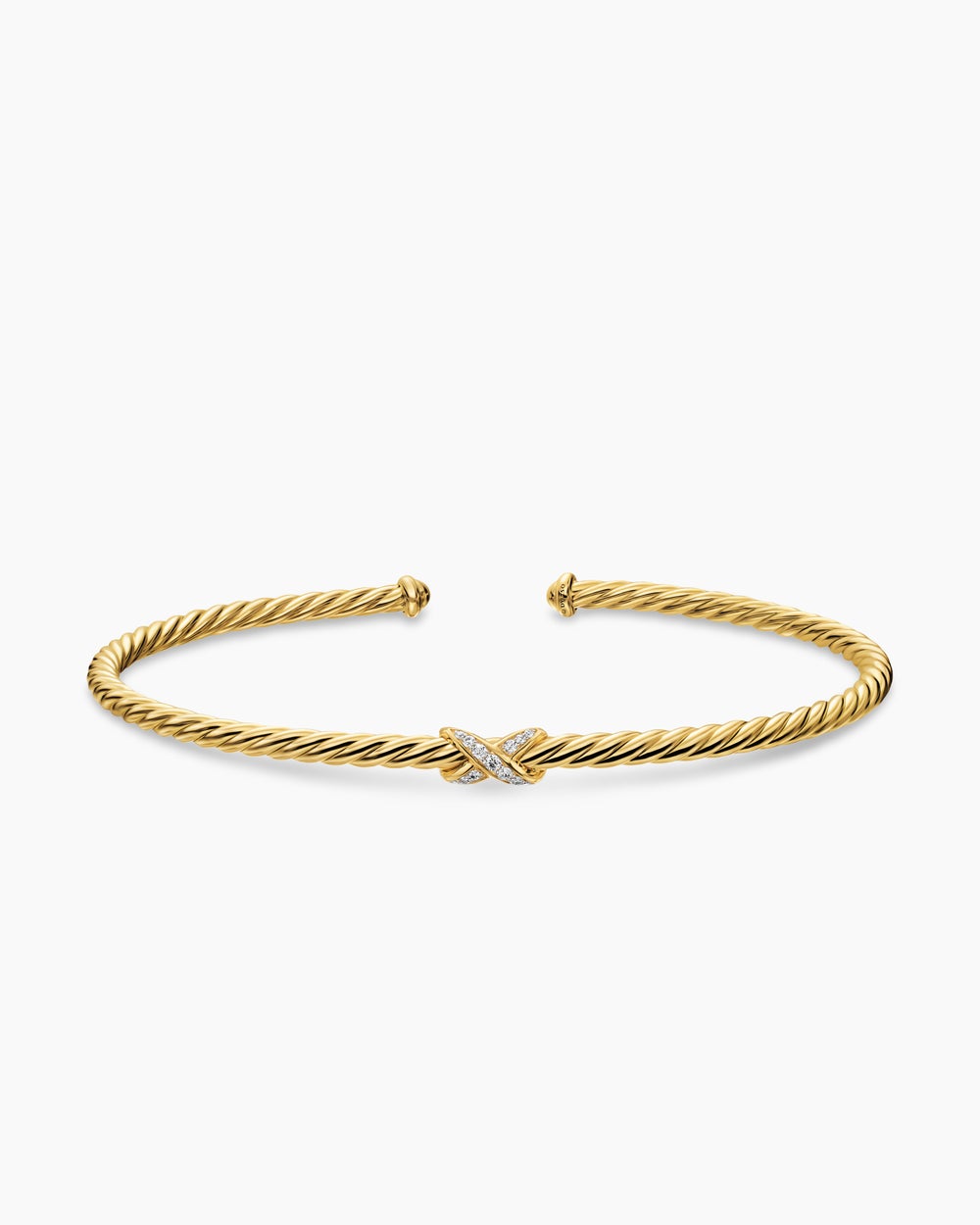 Womens Micro Cablespira® Flex X Bracelet in 18K Yellow Gold with Diamonds, 2.6mm
