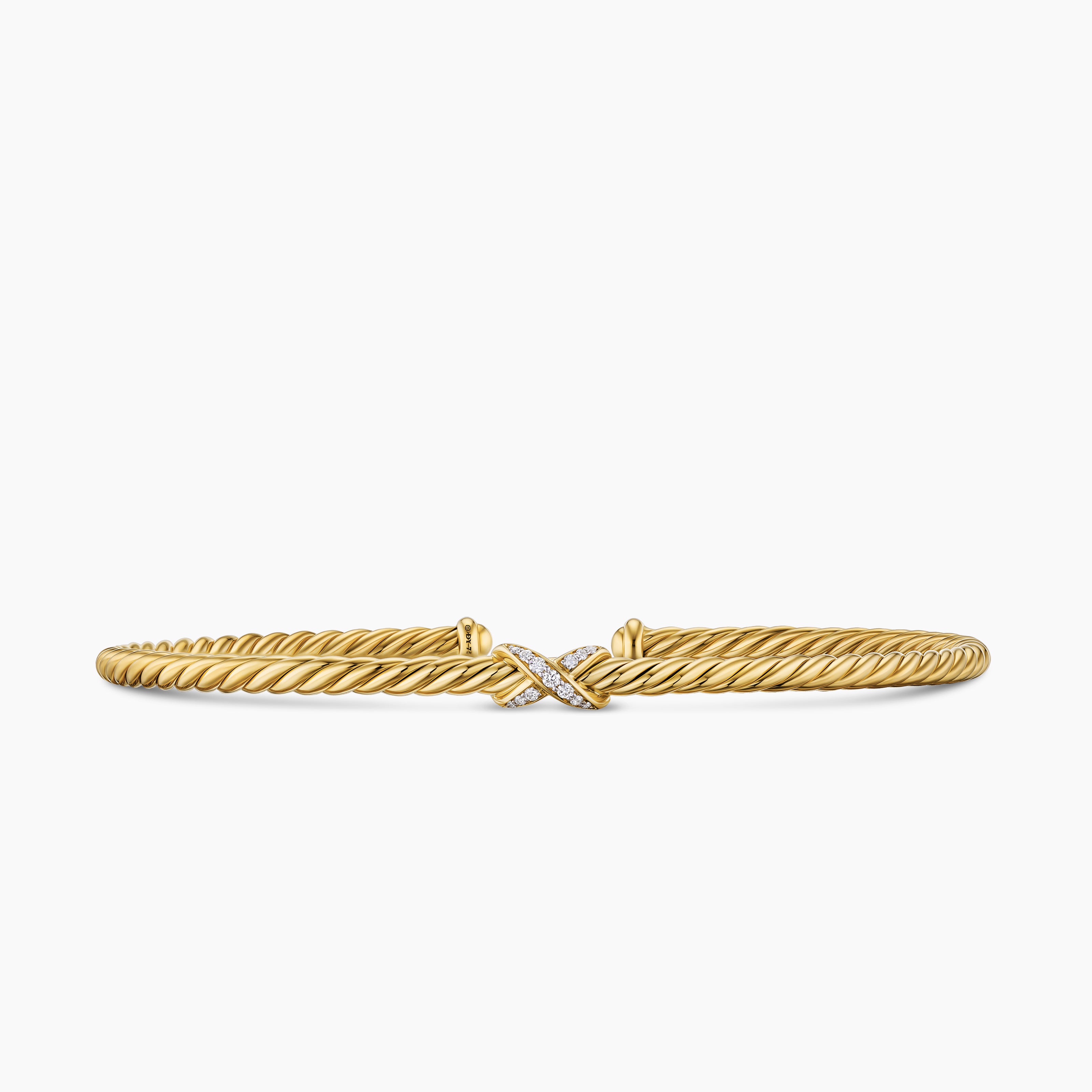 Womens Micro Cablespira Flex X Bracelet in 18K Yellow Gold with Diamonds, 2.6mm