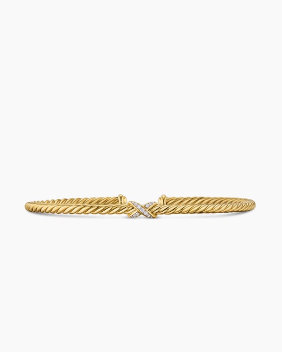 Micro Cablespira® Flex X Bracelet in 18K Yellow Gold with Diamonds, 2.6mm