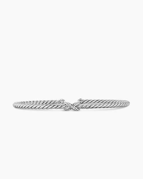 Womens Micro Cable Flex® X Bracelet in Sterling Silver with Diamonds, 2.6mm