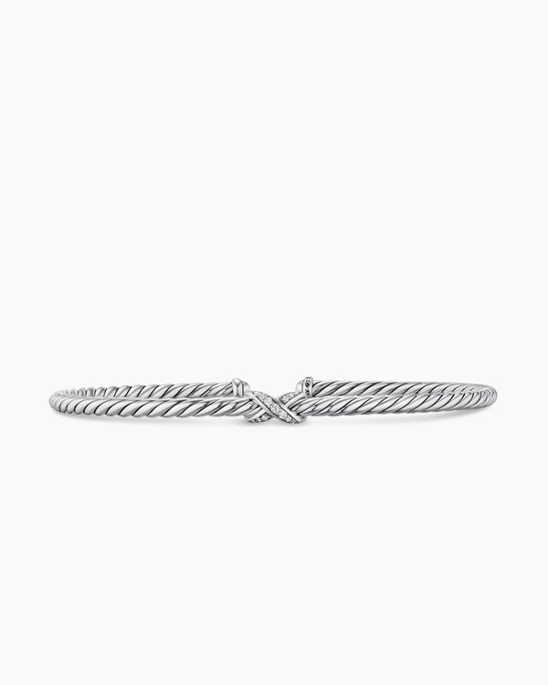 Micro Cable Flex X Bracelet in Sterling Silver with Diamonds, 2.6mm