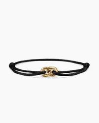 Sculpted Cable Linked Cord Bracelet in Purple Nylon with Sterling Silver and 14K Yellow Gold, 8.7mm