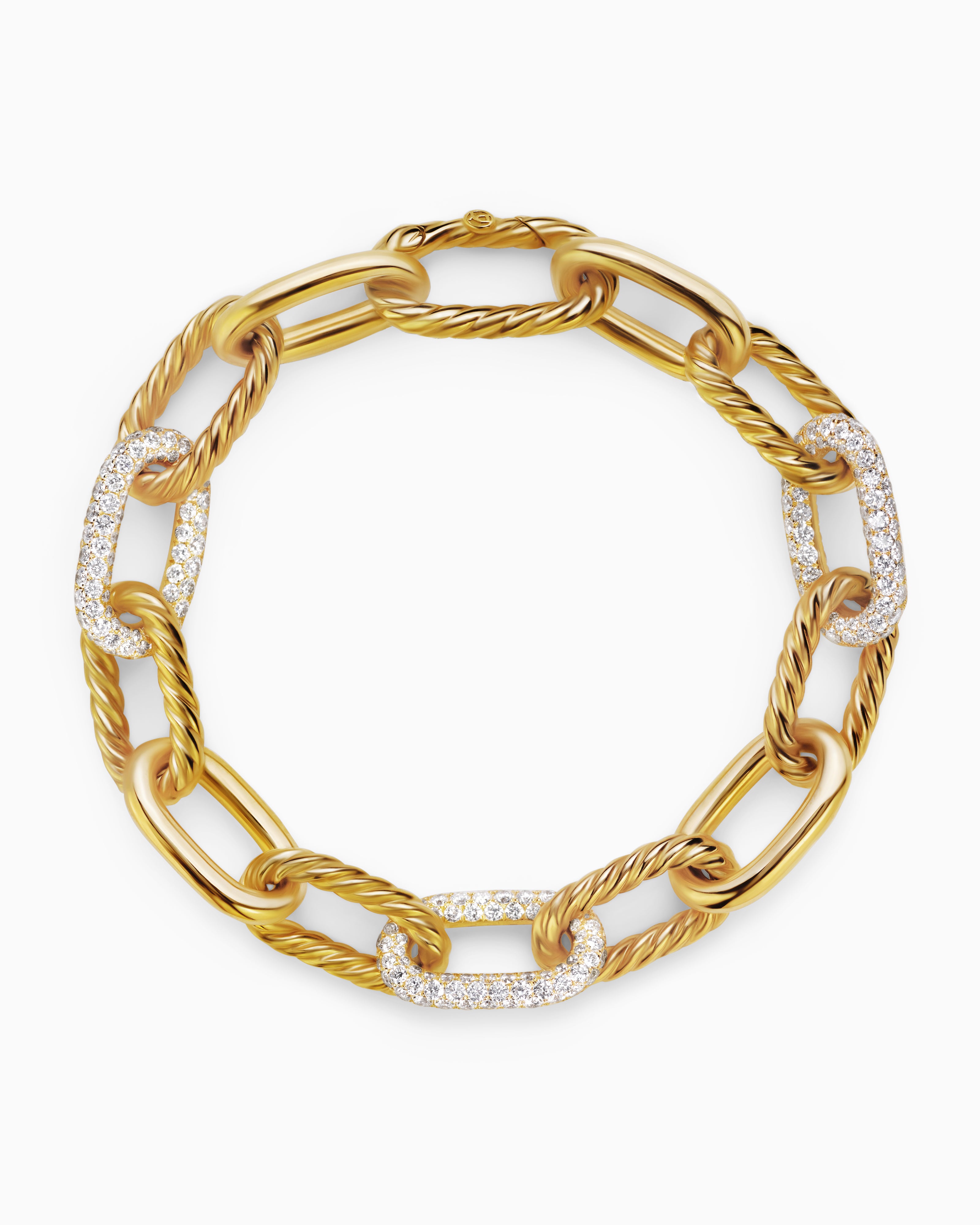 DY Madison Chain Bracelet in 18K Yellow Gold with Diamonds, 11mm