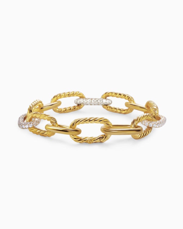 DY Madison Chain Bracelet in 18K Yellow Gold with Diamonds, 11mm