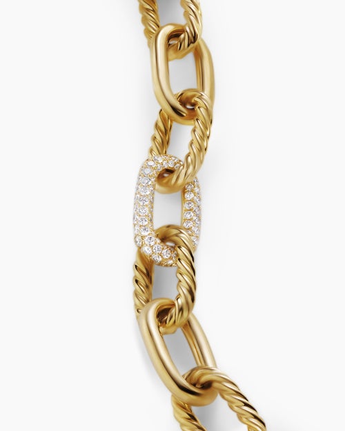 Womens DY Madison Chain Bracelet in 18K Yellow Gold with Diamonds, 11mm