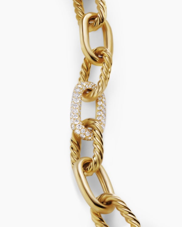 DY Madison Chain Bracelet in 18K Yellow Gold with Diamonds, 11mm