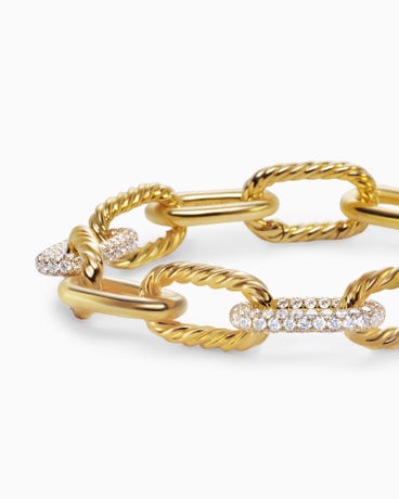 Bracelet chaîne DY Madison® en or jaune 18 carats avec diamants, 11 mm