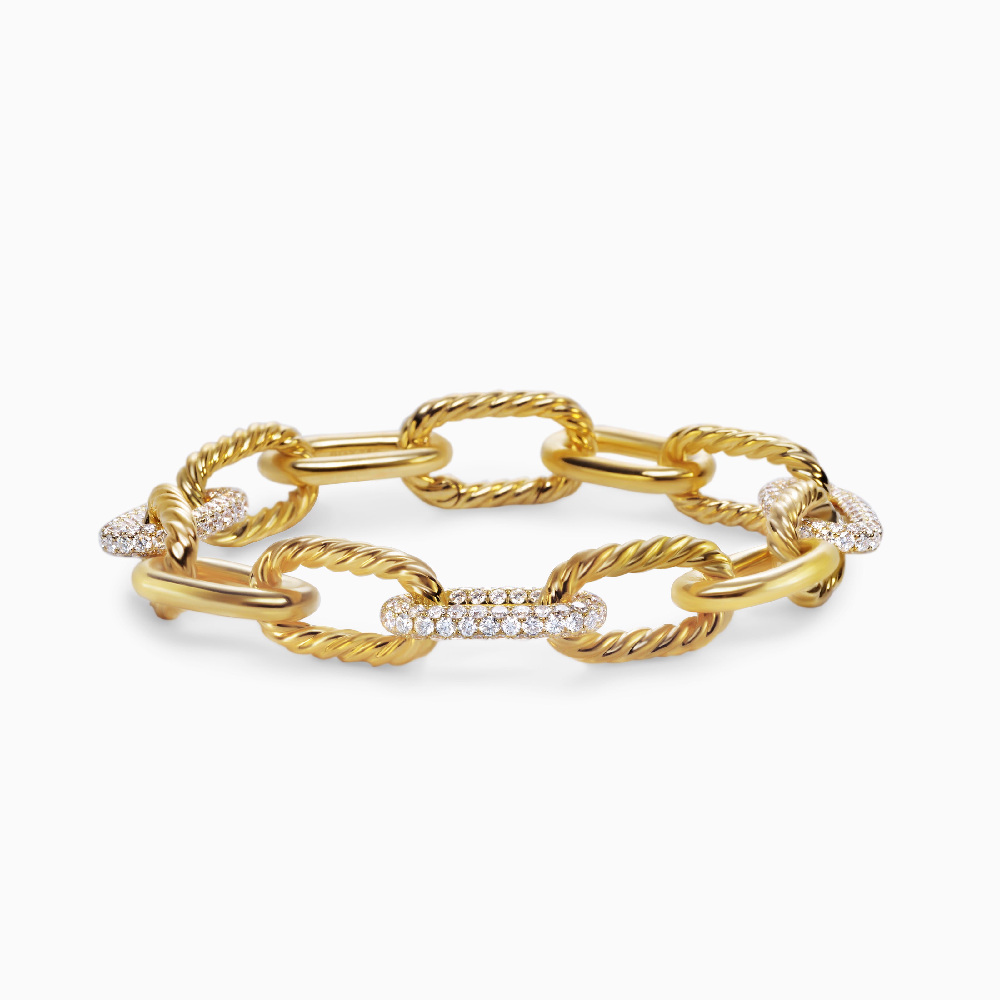 Womens DY Madison Chain Bracelet in 18K Yellow Gold with Diamonds, 11mm