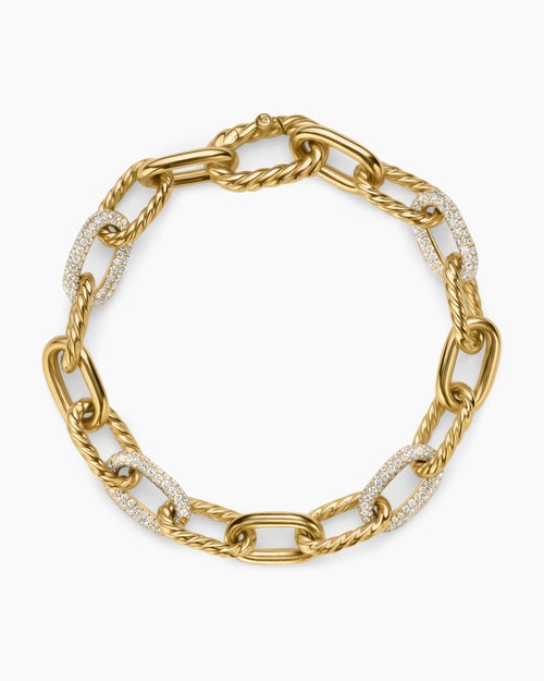 Womens DY Madison® Chain Bracelet in 18K Yellow Gold with Diamonds, 8.5mm