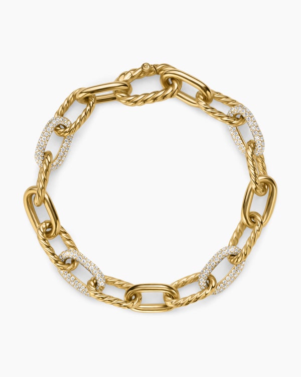 Bracelet chaîne DY Madison en or jaune 18 carats avec diamants, 8,5 mm