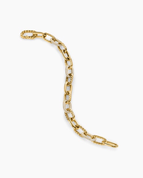 Womens DY Madison® Chain Bracelet in 18K Yellow Gold with Diamonds, 8.5mm
