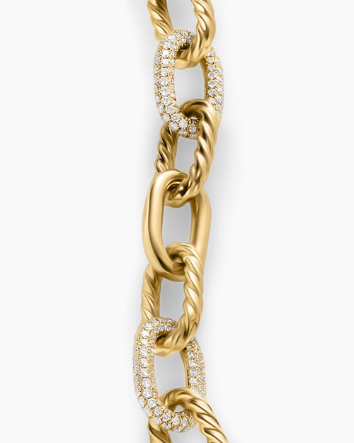 Womens DY Madison® Chain Bracelet in 18K Yellow Gold with Diamonds, 8.5mm