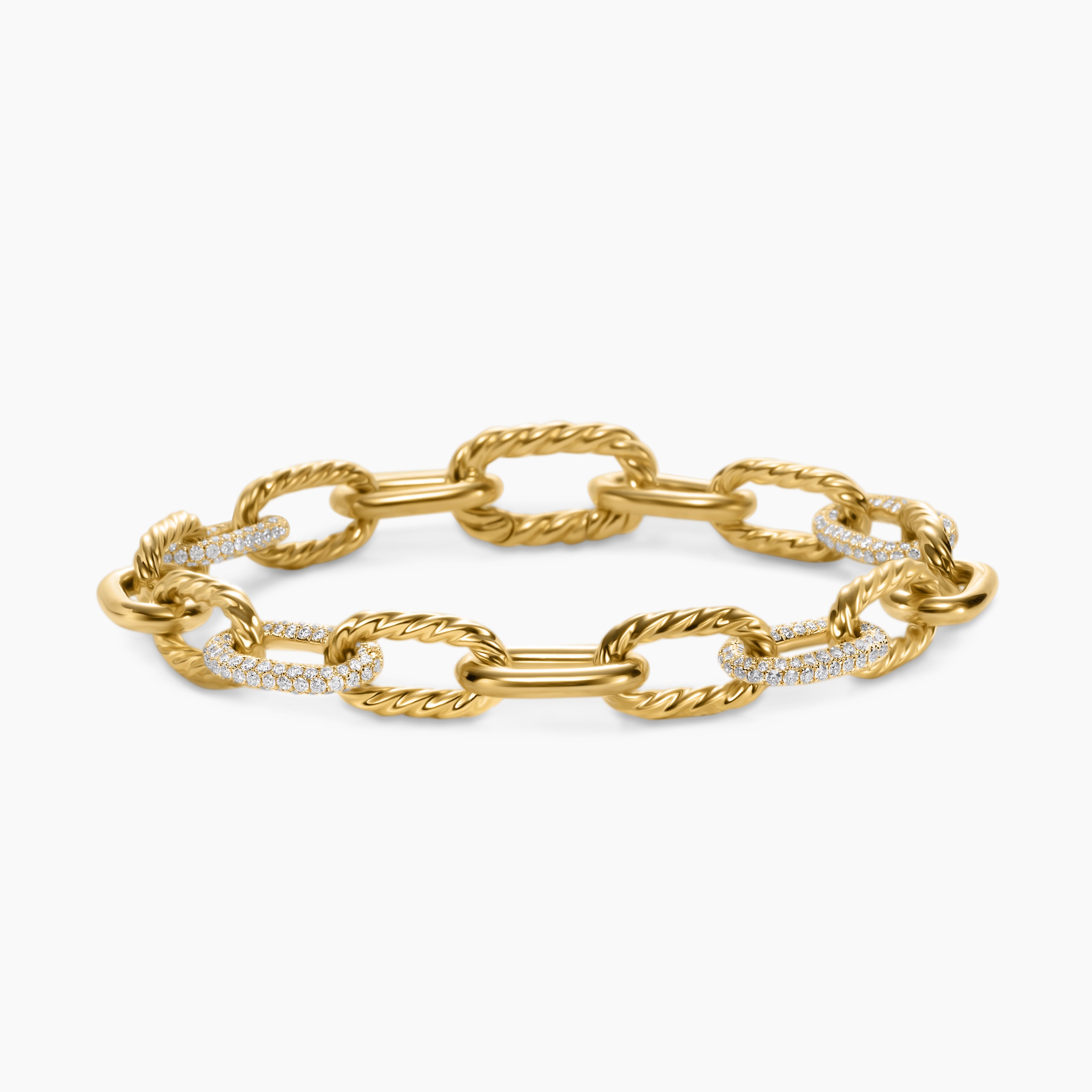 Womens DY Madison Chain Bracelet in 18K Yellow Gold with Diamonds, 8.5mm