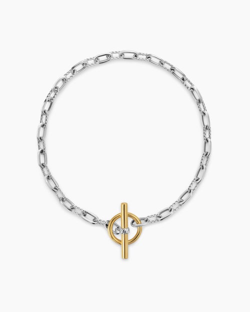 Womens DY Madison Toggle Chain Bracelet in Sterling Silver with 18K Yellow Gold, 3mm