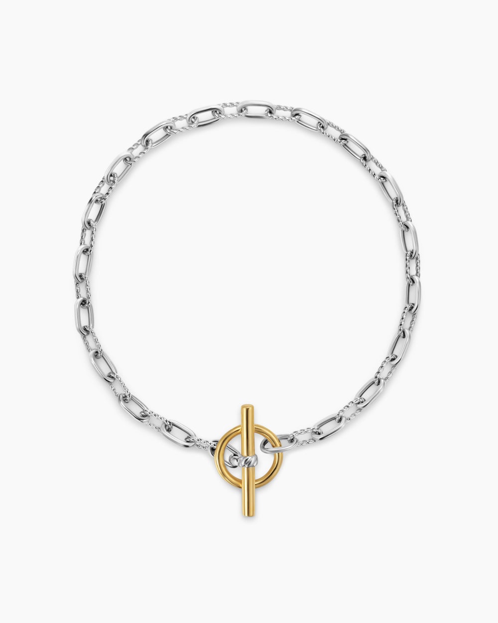 Womens DY Madison Toggle Chain Bracelet in Sterling Silver with 18K Yellow Gold, 3mm