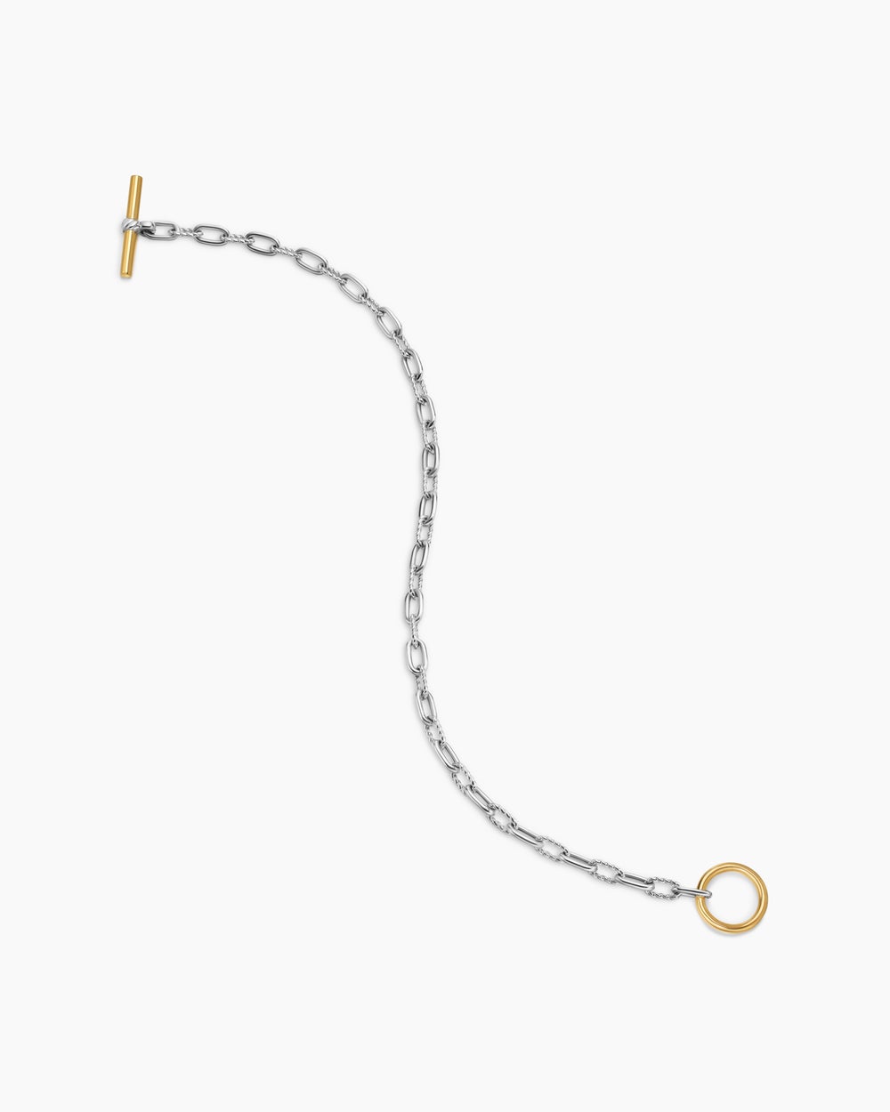Womens DY Madison Toggle Chain Bracelet in Sterling Silver with 18K Yellow Gold, 3mm