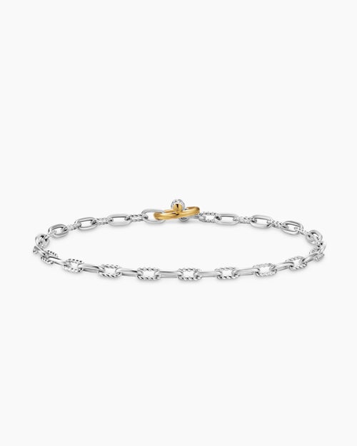 Womens DY Madison Toggle Chain Bracelet in Sterling Silver with 18K Yellow Gold, 3mm