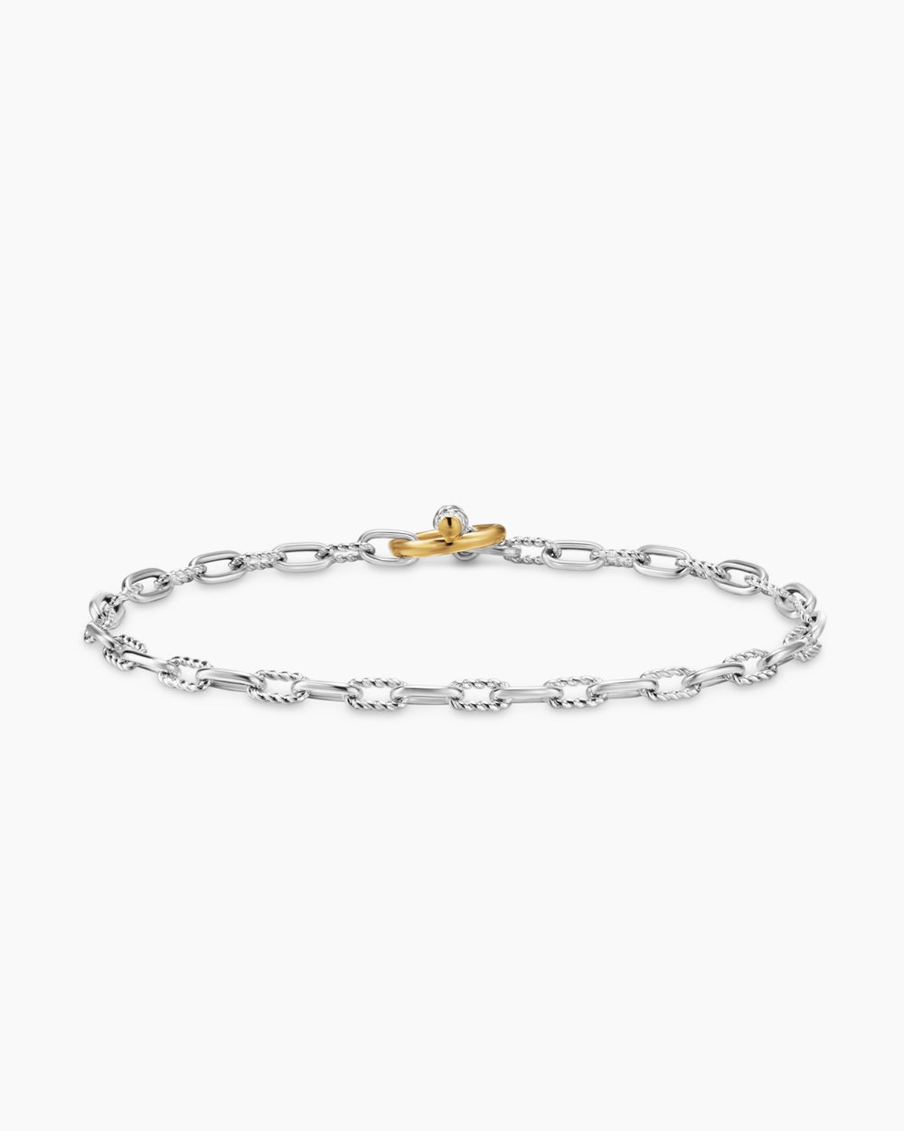 Womens DY Madison Toggle Chain Bracelet in Sterling Silver with 18K Yellow Gold, 3mm
