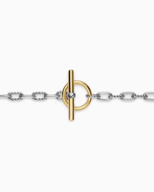 Womens DY Madison Toggle Chain Bracelet in Sterling Silver with 18K Yellow Gold, 3mm